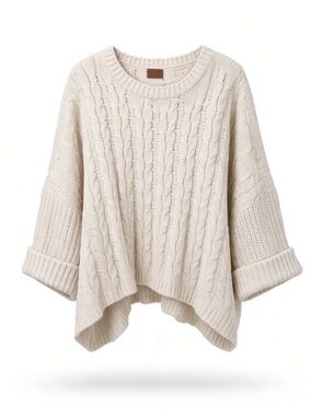 POL Cozy Chenille Cable Knit Over Sized Sweater - Cream